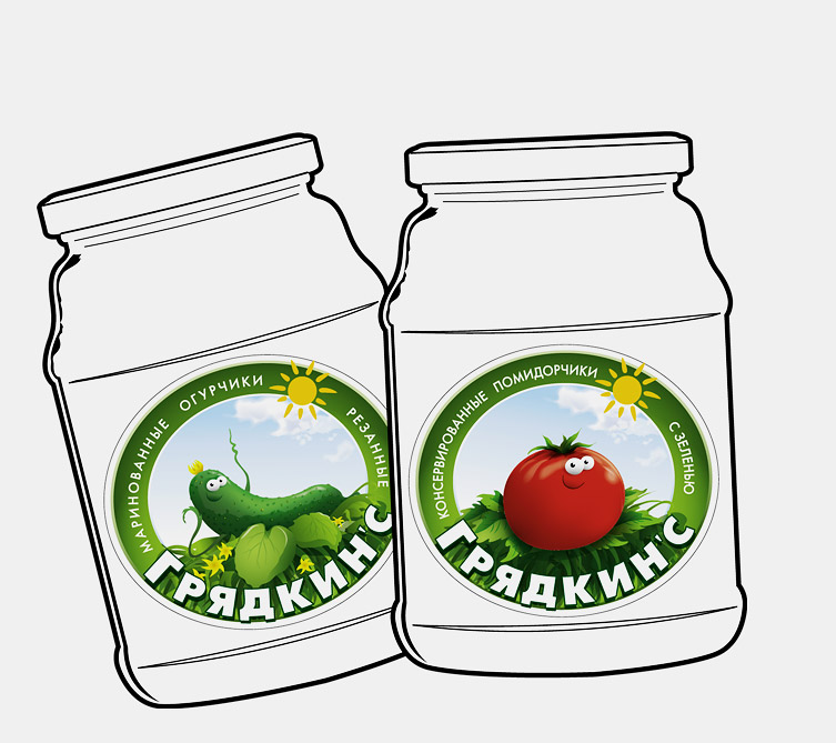 Gryadkins canned food’s labels