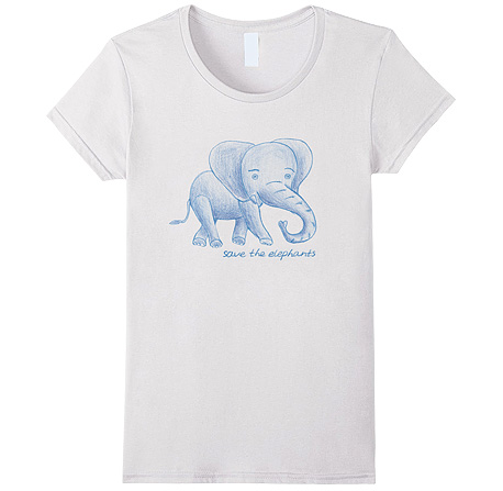 Save the Elephants cute cartoon drawing t-shirt